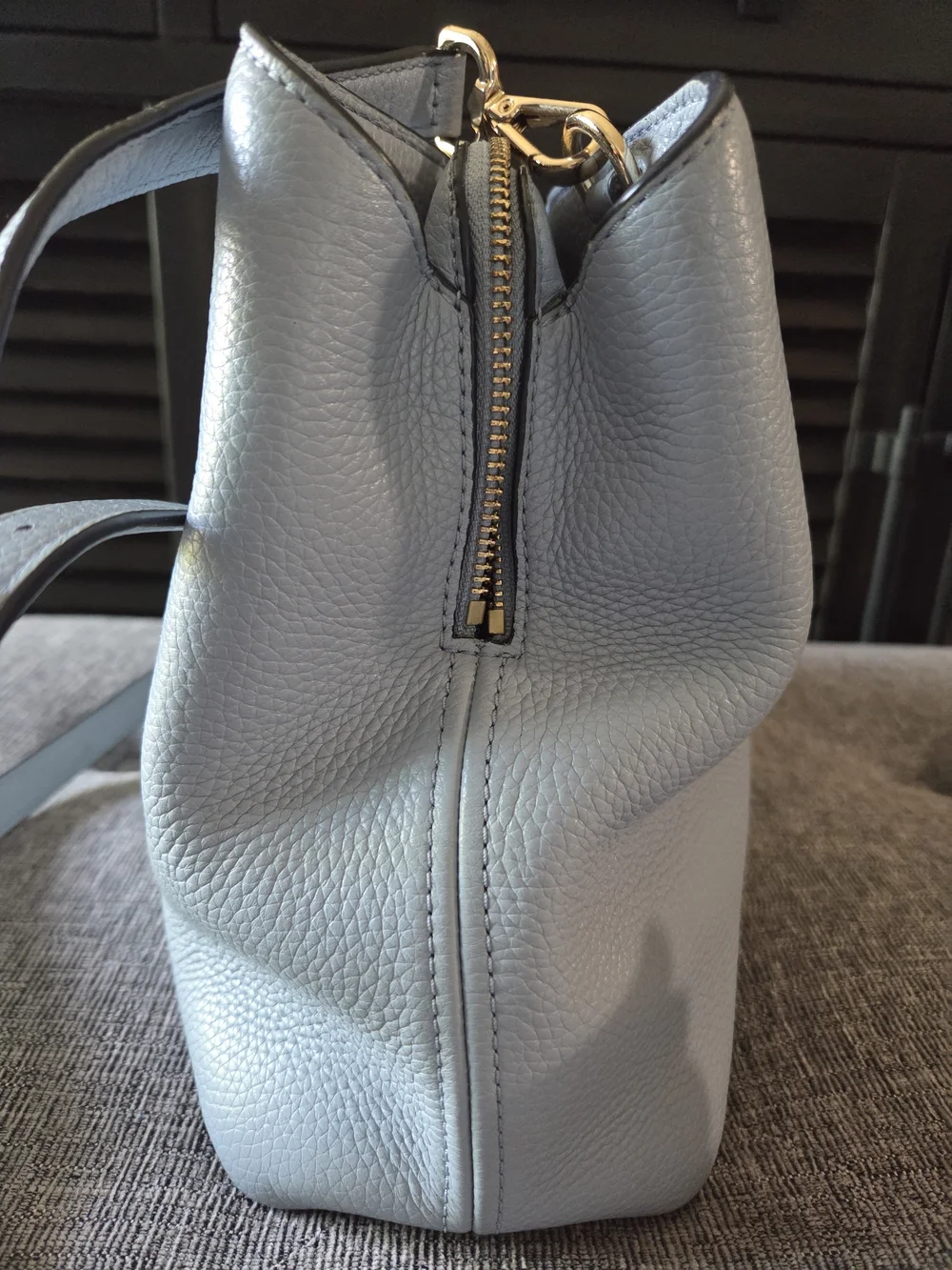 MICHAEL KORS Camille Blue Pebbled Leather Satchel Crossbody Bag